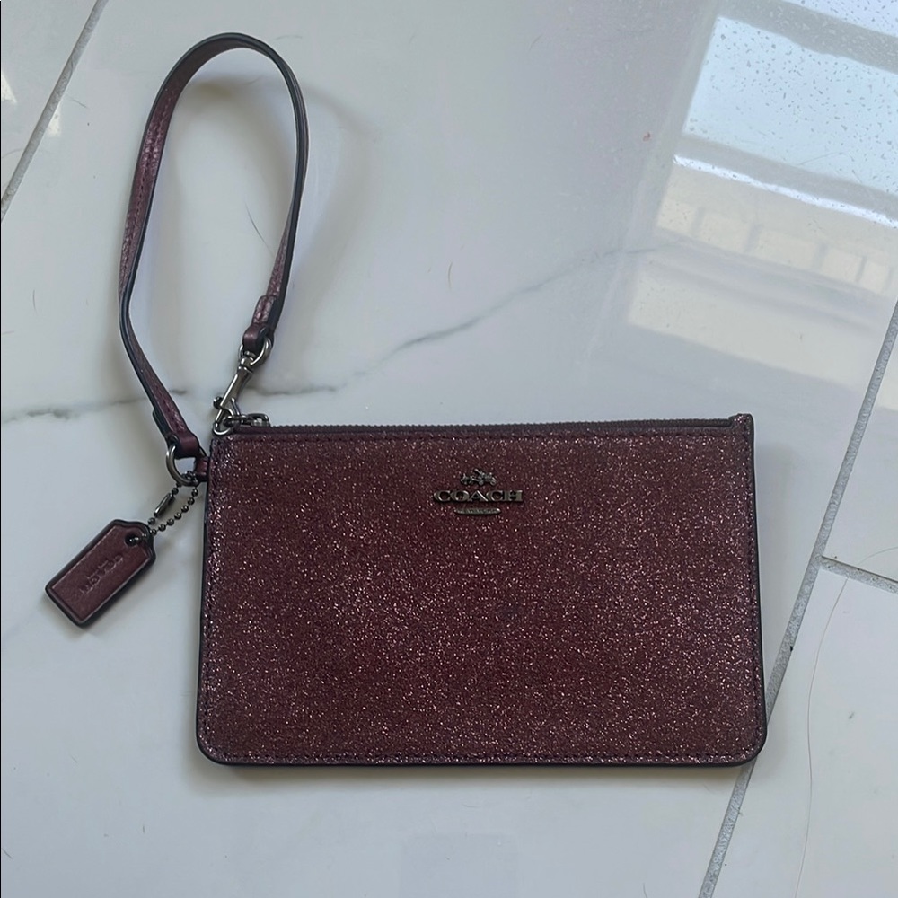 Coach Glittery Burgundy Wristlet
